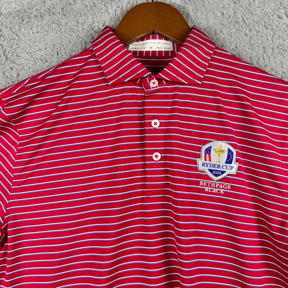 Holderness & Bourne 2025 Ryder Cup Bethpage Black Spinger Polo Mens Medium Red